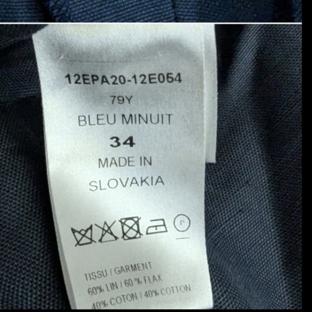 Chloé Linen Blend Cropped Trousers Blue Pleated Tailored Fit Size 2 FR 34 - Picture 7 of 9